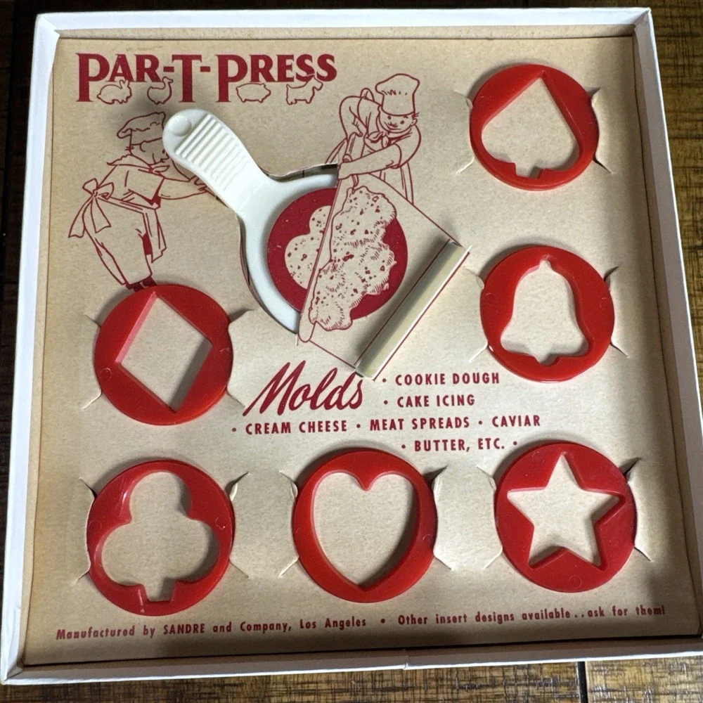 Vtg 1940's Par-T-Press Appetizer Canapes Cookies Butter Patty Molds NOS